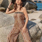 Tied Printed Tube Wide Leg Jumpsuit