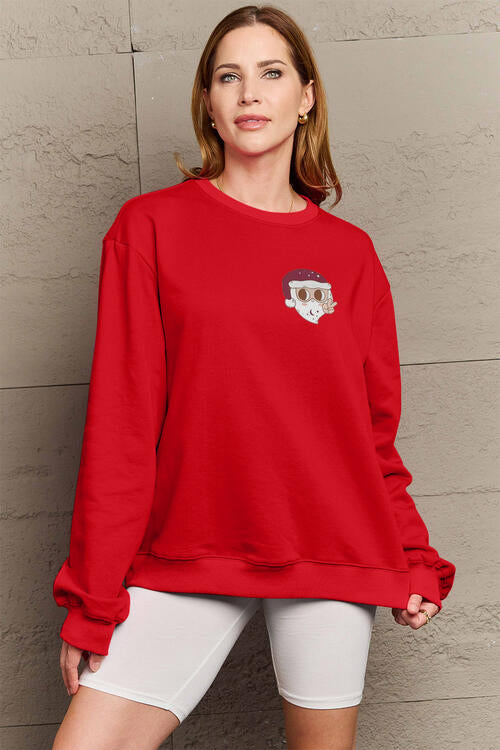 Simply Love Full Size Christmas Themed Letter Graphic Long Sleeve Sweatshirt