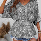 Printed V-Neck Dolman Sleeve Blouse
