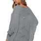 Full Size Round Neck Long Sleeve Openwork Sweater
