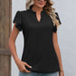 Eyelet Notched Flutter Sleeve T-Shirt