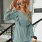 Round Neck Ruffled Peplum Blouse