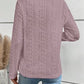 Openwork Half Button Long Sleeve Blouse