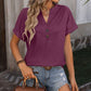 Notched Buttoned Short Sleeve T-Shirt