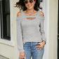 Full Size Cold Shoulder Cutout Square Neck Blouse