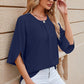 Round Neck Slit Half Sleeve Top