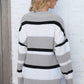 Color Block V-Neck Dropped Shoulder Sweater