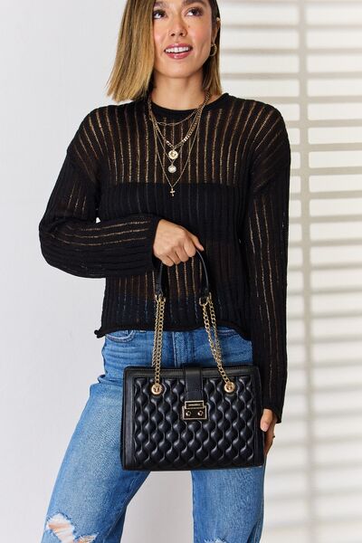 David Jones Quilted PU Leather Handbag *