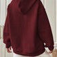 Full Size Textured Drawstring Drop Shoulder Hoodie