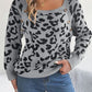 BodaciousBabe Leopard Buttoned Square Neck Sweater