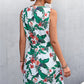 Women's Printed Zip Detail Belted Sleeveless Dress