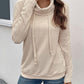 Beige Tied Mock Neck Long Sleeve Knit Top