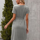 Tied Notched Short Sleeve Dress