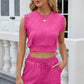 Round Neck Top and Drawstring Shorts Set