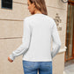 Full Size Pleated Notched Neck Flounce Sleeve Blouse