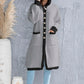 Button Up Contrast Trim Hooded Cardigan
