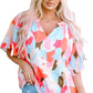 Women's Printed Notched Neck Half Sleeve Blouse