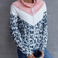 Leopard Color Block Drawstring Sweatshirt