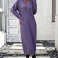Decorative Button Notched Dropped Shoulder Sweater Dress