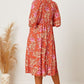 Floral Tie Neck Half Sleeve Dress