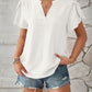 Swiss Dot Notched Petal Sleeve T-Shirt