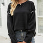Contrast Round Neck Drop Shoulder Knit Top