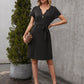 Tied Notched Short Sleeve Dress