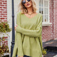 V-Neck Slit Exposed Seam Sweater