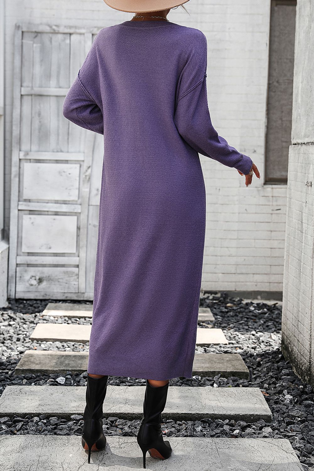 IdeationJovial Notched Neck Dropped Shoulder Button-Down Midi Dress