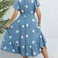 Plus Size Polka Dot Belted Flutter Sleeve Ruffle Hem Dress