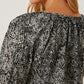 Women's Salena Printed Tie Neck Lantern Sleeve Blouse