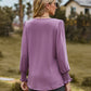 Full Size Puff Sleeve Pleated Blouse