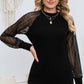 Adriana & Bae Full Size Round Neck Semi-Sheer Sleeve Blouse
