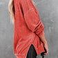 Full Size Dropped Shoulder Slit Sweatshirt