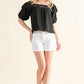 And The Why Square Neck Cotton Gauze Ruffled Blouse