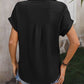 Textured Button Up Cap Sleeve Shirt