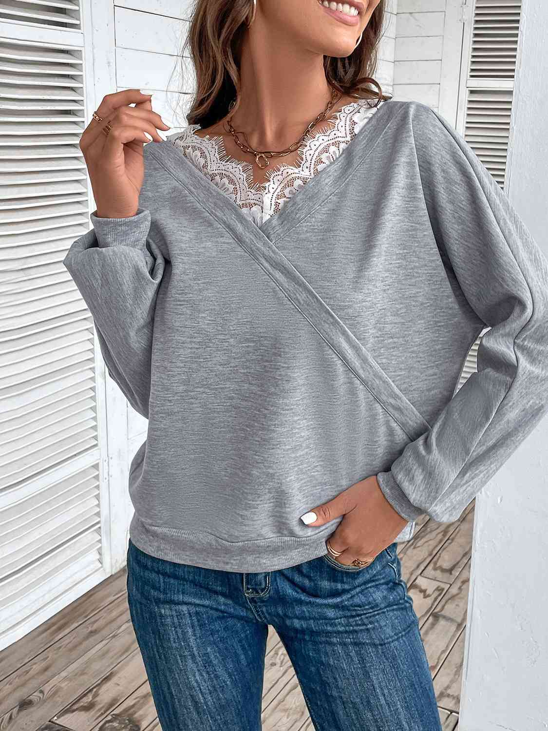 Lace Detail Long Sleeve Top