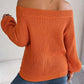 Openwork Off-Shoulder Long Sleeve Sweater