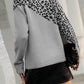 Leopard Mock Neck Dropped Shoulder Sweater