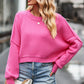 Round Neck Drop Shoulder Long Sleeve Sweater
