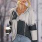 Exposed Seam Color Block Hoodie with Drawstring