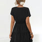 Ruffled Smocked V-Neck Tiered Dress