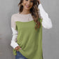 Color Block Round Neck Dropped Shoulder Sweater
