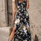 Slit Smocked Printed Maxi Cami Dress