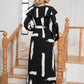 OhSoMidi Black Printed Tie Front Ruffle Trim Long Sleeve Dress