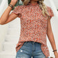 Ditsy Floral Mock Neck Short Sleeve T-Shirt