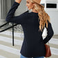 Full Size Cable-Knit Long Sleeve V-Neck T-Shirt