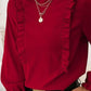 Frill Round Neck Flounce Sleeve Blouse
