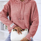 LoversLane Texture Drawstring Long Sleeve Hooded Sweater
