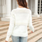 Hannah&Mea Round Neck Openwork Long Sleeve Pullover Sweater